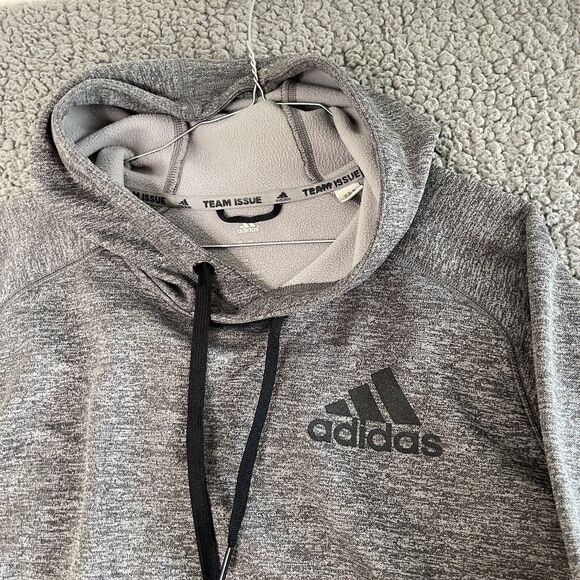 Adidas Essentials Sweater Mens Large Gray Charcoal Hoodie Sportswear Climawarm - Picture 6 of 13